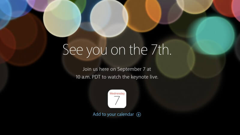 Apple Special Event on Sep. 7th, 2016