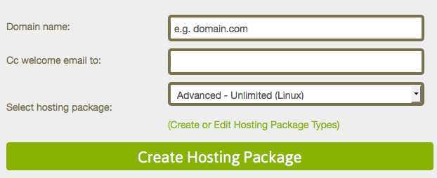 Hosting package configuration