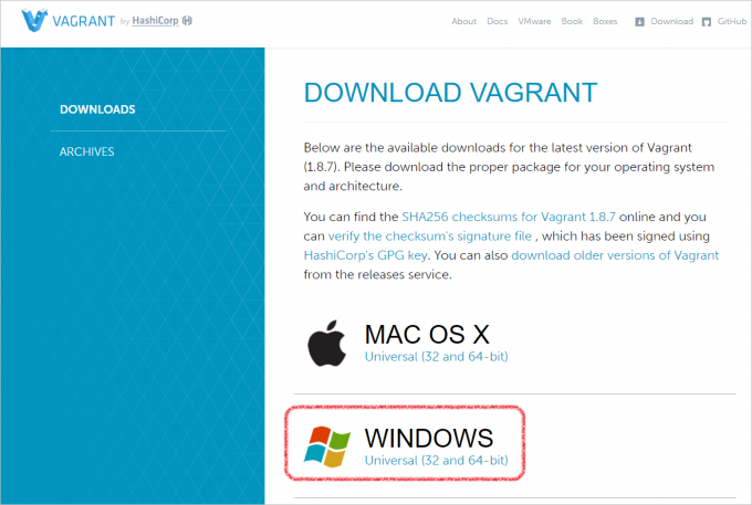 VagrantのDownload